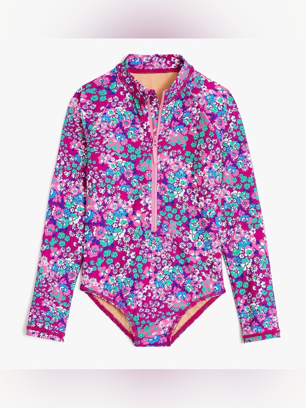 Crewcuts | EUC - Floral Rash-guard Swimsuit - Size 12 - UPF 50